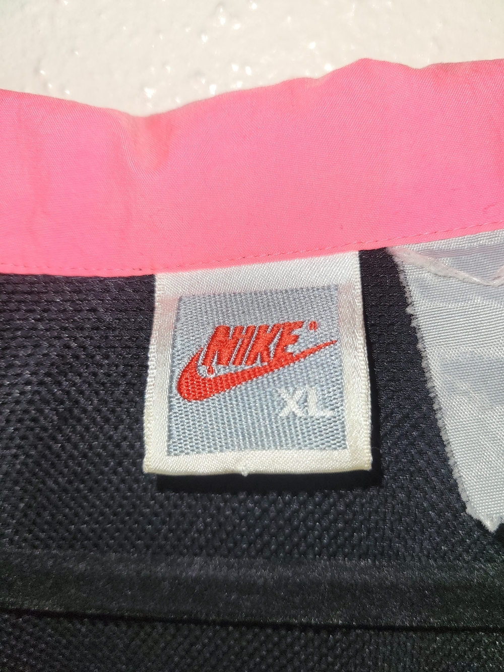 Vintage Nike Windbreaker Gray Tag 1/4 Zip Jacket Logo Color Block Pink Black XL - Picture 2 of 6